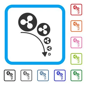 Ripple Deflation Trend Framed Icon Stock Illustration