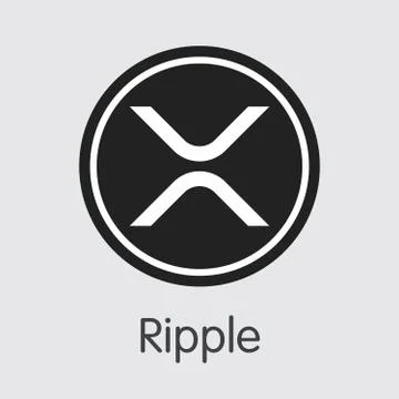 Ripple - Digital Coin Vector Icon of Cryptographic Currency. Illustrazione stock