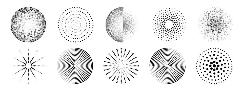 Ripple dot pattern set Stockillustratie