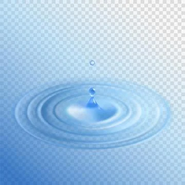 Ripple effect on water from a falling drop with transparency. Isolated vector Stock Illustration