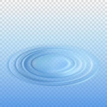 Ripple effect on water from a falling drop with transparency. Isolated vector Stock Illustration