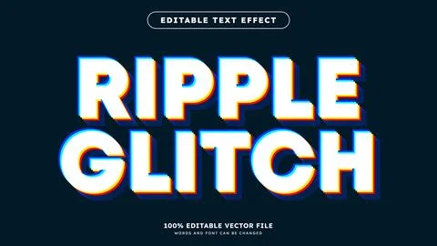 Ripple glitch editable text effect Stock Illustration