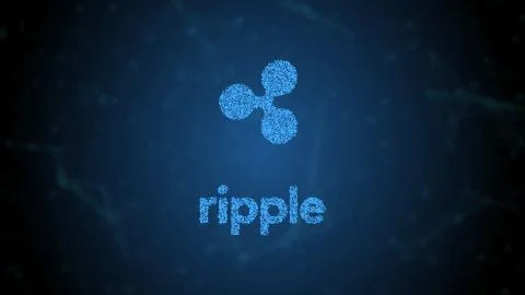 Ripple logo digital currency, particles effect, digital money 库存插图