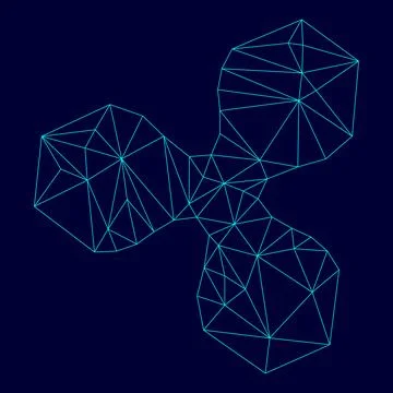 Ripple low poly triangulation triangulated polygonal electric cyan blue vib.. Stock Illustration
