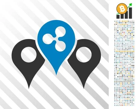 Ripple Map Pointers Flat Icon with Bonus Illustrazione stock