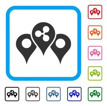 Ripple Map Pointers Framed Icon Stock Illustration