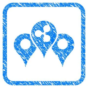 Ripple Map Pointers Framed Stamp Illustrazione stock