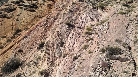 Ripple-Marked Sedimentary Rock Layers on Arid Slope in Jujuy Argentina 動画素材 345970255