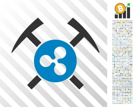 Ripple Mining Hammers Flat Icon with Bonus イラスト素材