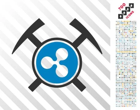 Ripple Mining Hammers Flat Icon with Bonus イラスト素材