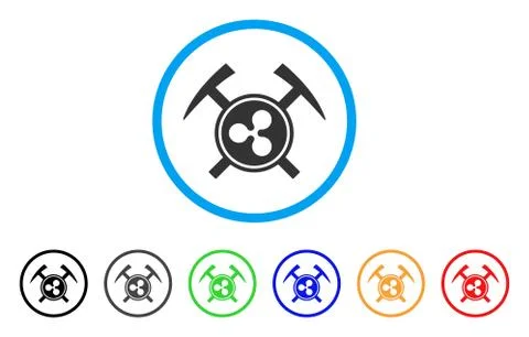 Ripple Mining Hammers Rounded Icon Stock Illustration