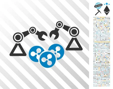 Ripple Mining Robotics Flat Icon with Bonus Illustrazione stock