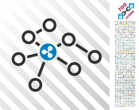 Ripple Network Nodes Flat Icon with Bonus Illustrazione stock