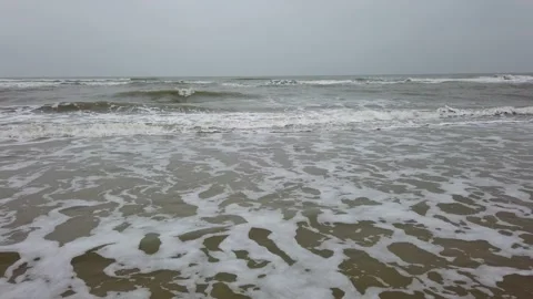 Ripple ocean waves, rainy day, tropical beach. Stock Footage 157440868