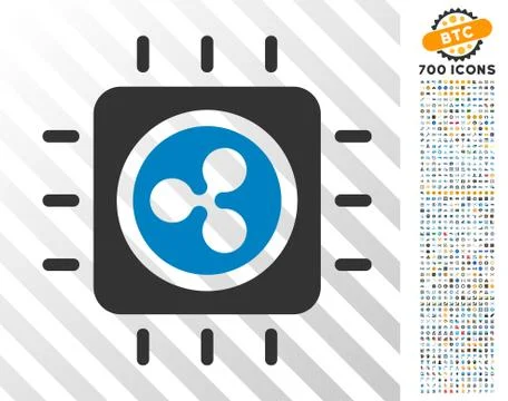 Ripple Processor Chip Flat Icon with Bonus Stock Illustration