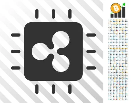 Ripple Processor Chip Flat Icon with Bonus イラスト素材