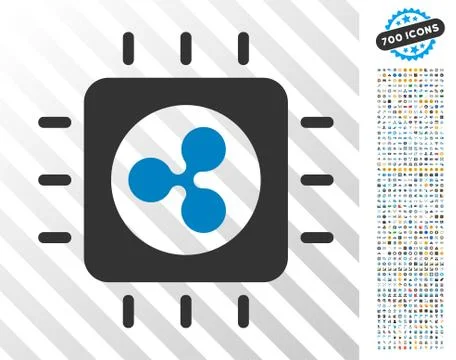 Ripple Processor Chip Flat Icon with Bonus 库存插图