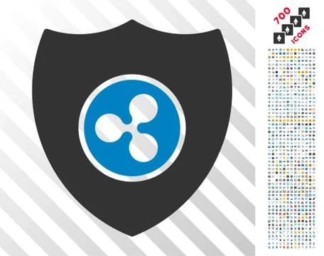 Ripple Shield Flat Icon with Bonus Stock Illustration
