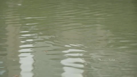 Ripple on the surface of a pond with reflection of buildings Stock Footage 247114474