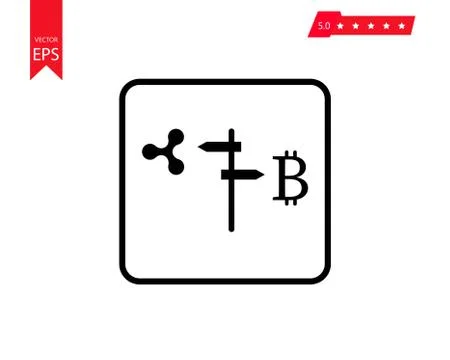 Ripple vs Bitcoin icon for internet money. Crypto currency symbol and coin im 스톡 일러스트