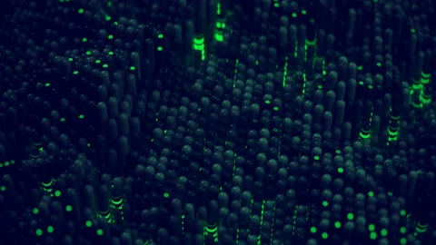 Ripple waving pattern of glowing elements seamless loop 3D render animation Stock Footage 137181449