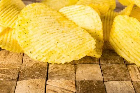 Rippled potato chips. Stock Photos