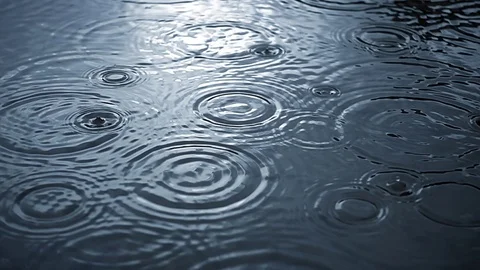 Rippled rain drops in super slow motion Stock Footage 74052401