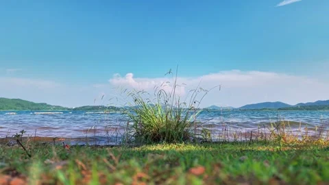 Rippled Water Surface and Distant Mountains Stock-Footage 340305726