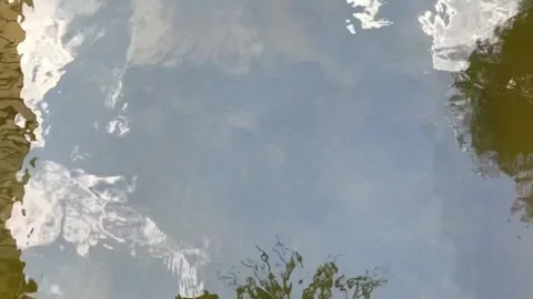 Rippled water surface shaking with sky reflections Stock Footage 312856335