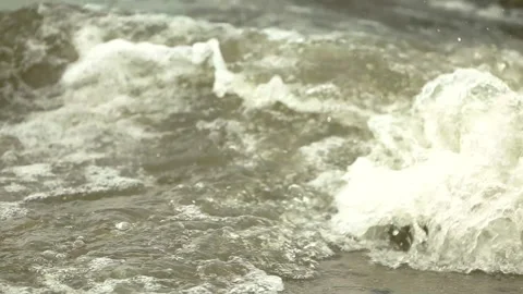 Ripples and waves on the surface of the green water in the river. Media. Natural Stock-Footage 166573185