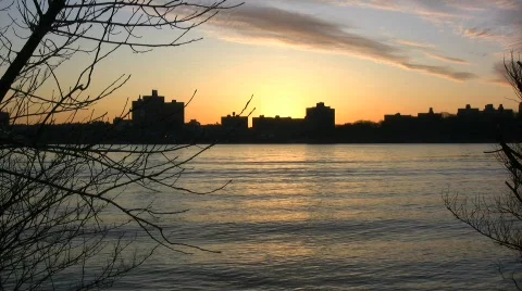 Ripples in the Hudson at dawn Stock Footage 692103
