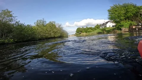 Ripples on the River after a Kayak Stock Footage 243593607