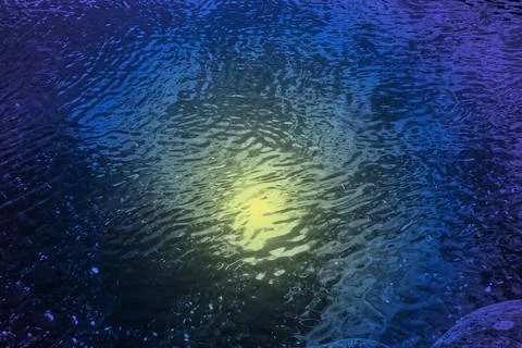 Ripples on the surface of the water in a pond with reflections of the sun Stock Illustration
