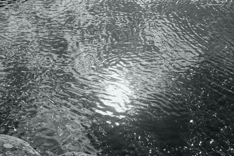 Ripples on the surface of the water in a pond with reflections of the sun Stock Illustration