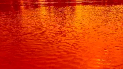 Ripples on the water, the wind. Dynamic video substrate. Orange colors Stock Footage 107090961