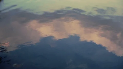 Rippling Lake Water with a Reflection of Clouds. Soft Focus Stock Footage 88131964