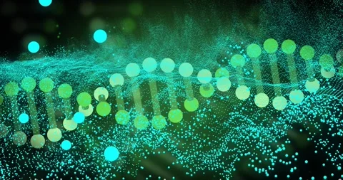 Rippling particle mesh initiating node alignment, double helix forming, 스톡 동영상 328396283