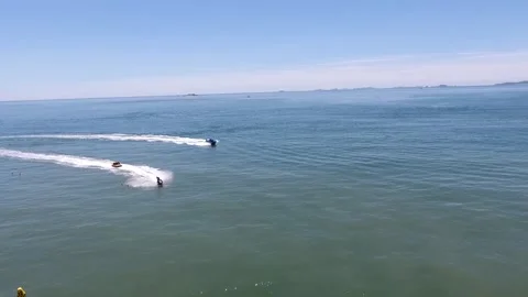 Rippling sea with a ship Video stock 303883699