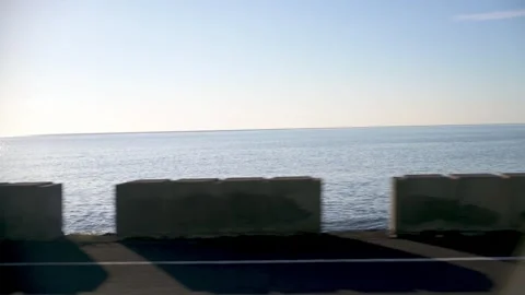 Rippling seawater and cloudless blue sky in sunny daylight Stock Footage 269339032