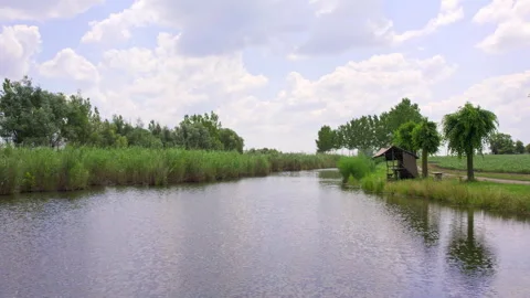 Rippling surface of a lake captured with drone in cloudy day Stock Footage 262897667