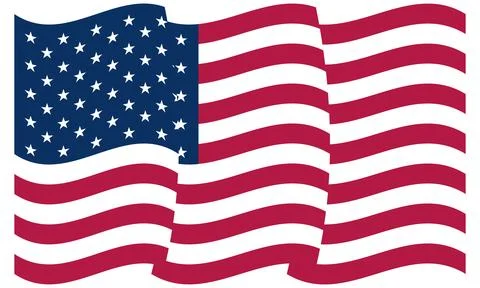 Rippling US flag isolated on white Stock Illustration