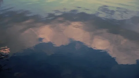 Rippling Water on Lake with a Reflection of Clouds Stock Footage 88131961