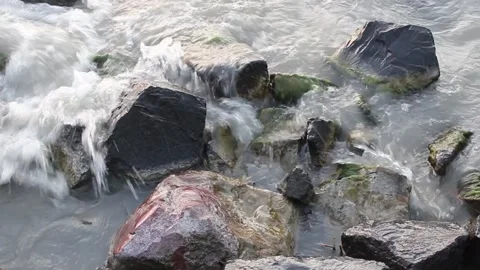 Rippling water on rocks Video Stock Footage 252532566