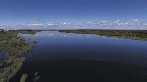 Rise above River in Spring Stock Footage 90253180