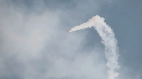 Rise in the air and a sharp descent of a single-engine aircraft. Cool Airshow Stock Footage 115545175