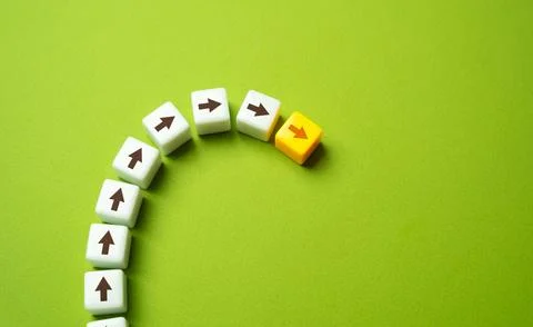 Rise and fall arrow graph. A sharp turn, unexpected updates. Reaching a peak  Stock Photos