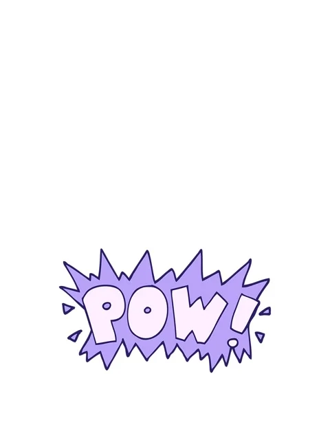 Rise and float animation of cartoon doodle of word pow Video stock 323593594