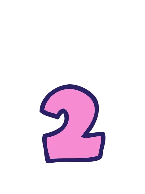 Rise and float animation of cartoon doodle number 2 Video stock 323601901