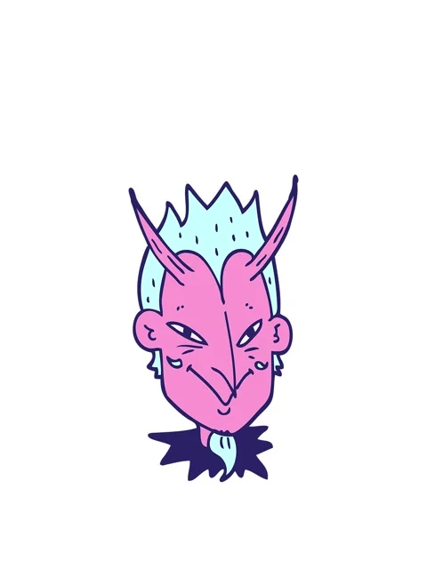 Rise and float animation of cartoon doodle devil face Stock Footage 324057588