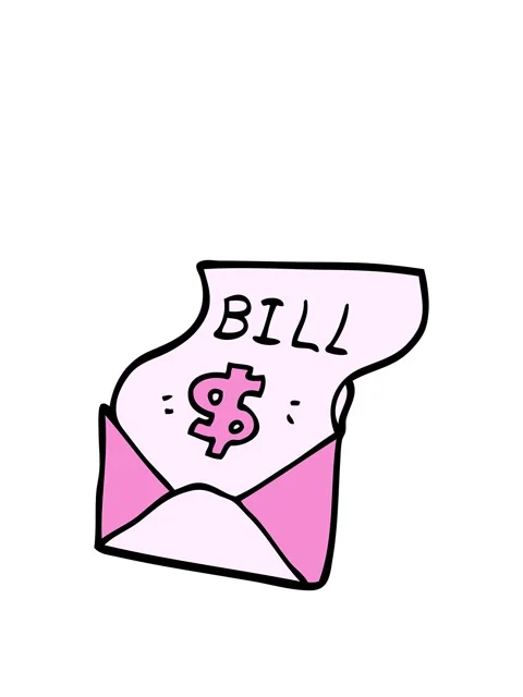 Rise and float animation of cartoon doodle bill in envelope Video stock 324061284